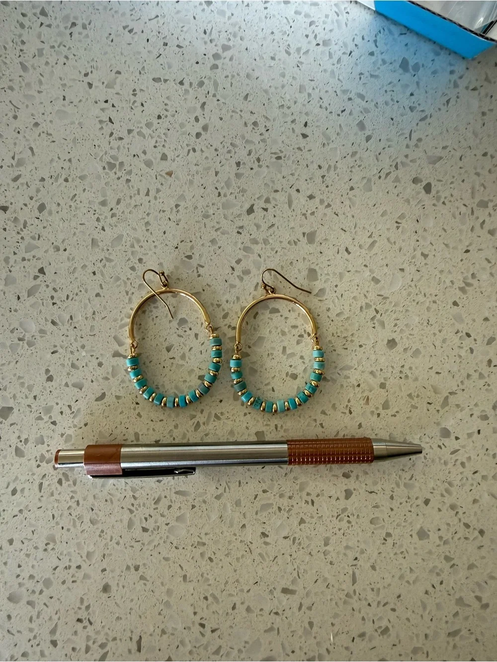 Kinsley Armelle Gold Hoops with Turquoise Beads